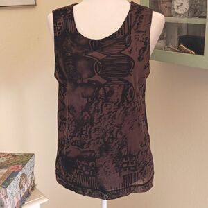 Chico's Earthy Brown and Black Patterned Tank Top